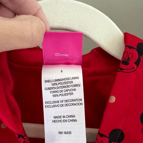 Disney Minnie Mouse Red Polka Dot Rain Jacket Hooded with Ears Girl’s size 5 - Picture 5 of 13